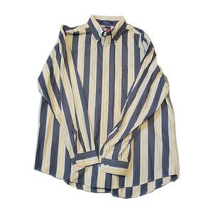 Tommy Hilfiger Shirt Size XL Blue Yellow White Stripe Button Down Cotton